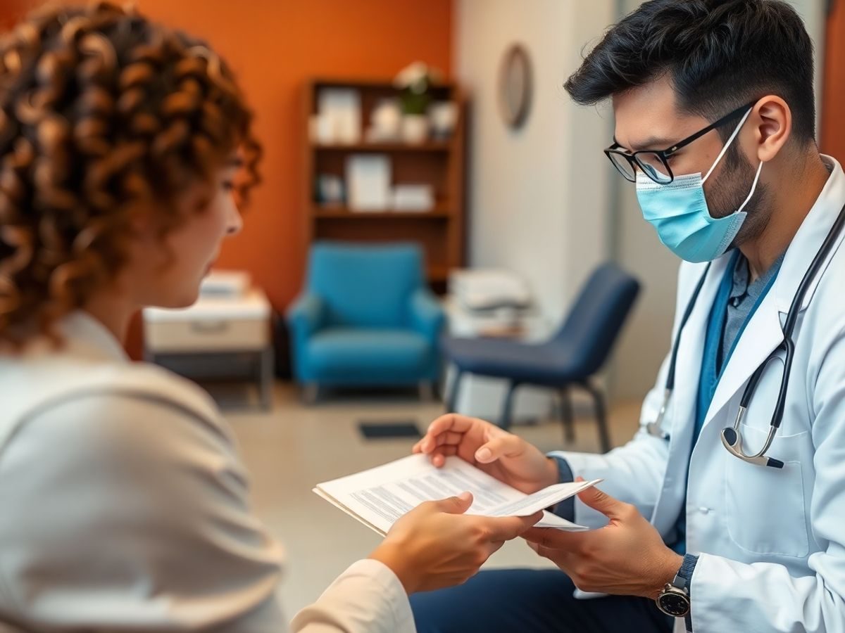 Doctor analizând un plan de tratament personalizat pentru pacient.