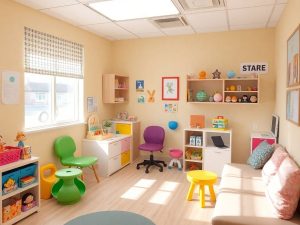 Consultatie pentru copii, camera luminoasa si colorata.