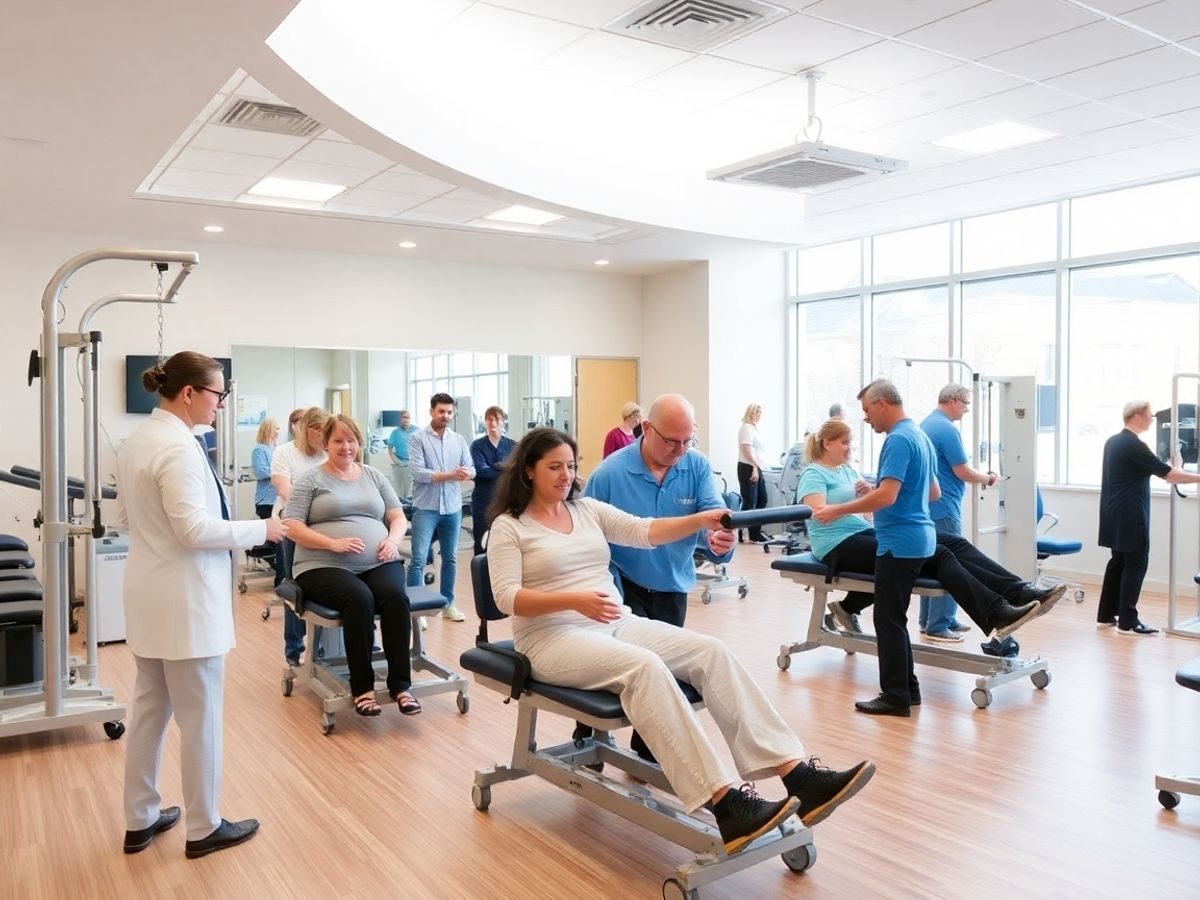 Centru modern de recuperare medicală cu pacienți activi.