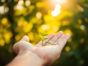 Persoană liniștită, natură calmă, apus de soare cald.