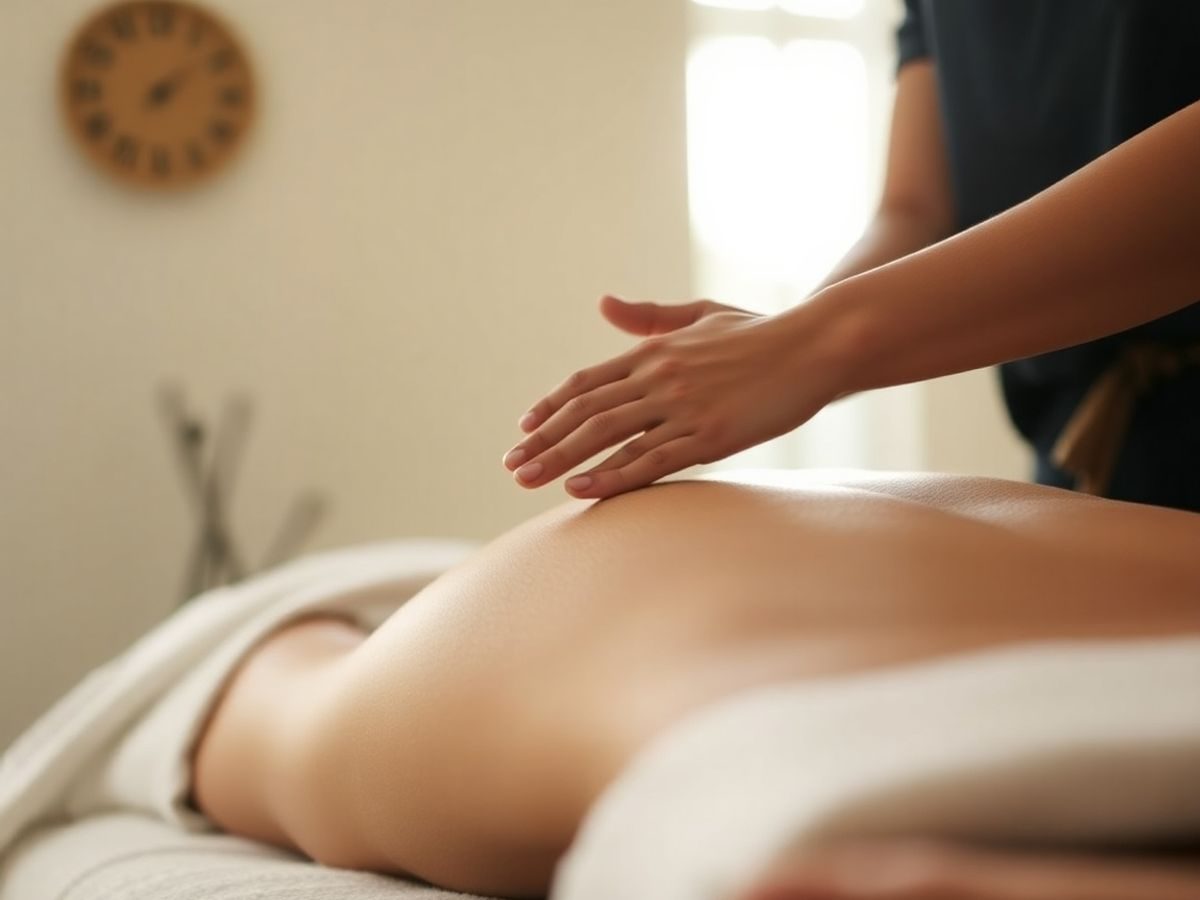 Femeie relaxată primind un masaj de la un terapeut.