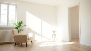 Interior renovat cu lumină naturală.