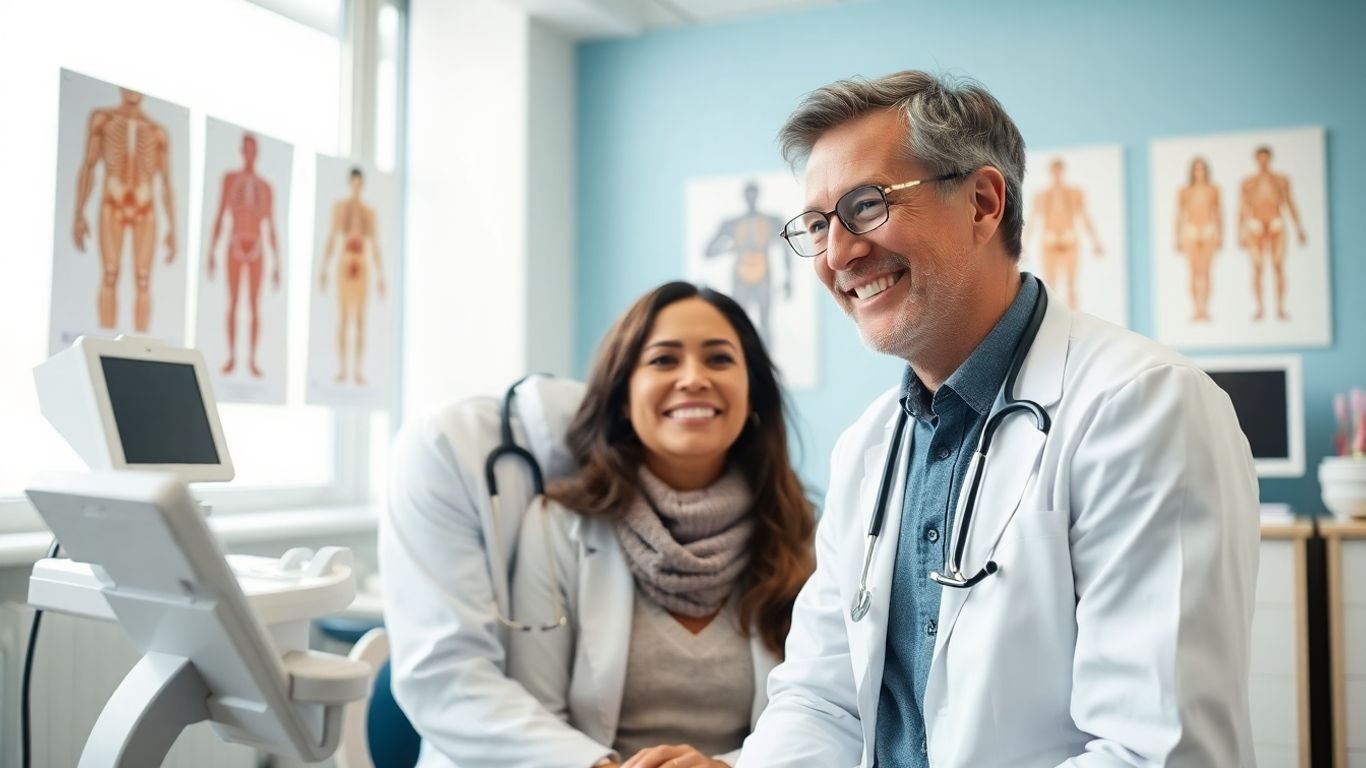 Doctor și pacient în timpul unui control medical periodic